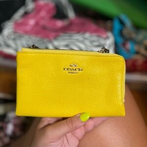 Yellow coach wristlet wallet never used